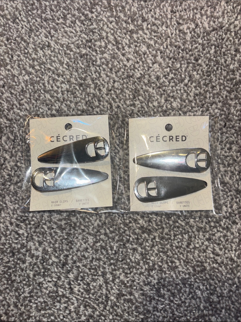 Cécred Metallic Hair Clips - Silver Set of 2 (2 Packs)